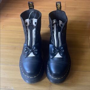 Dr. Martens Black and White Bow-Front Combat Boots